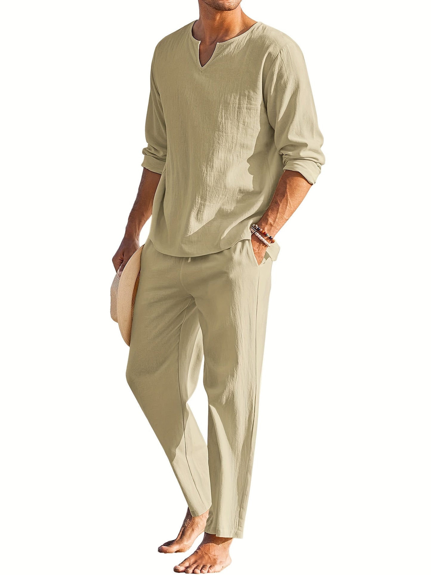 Solorfit | Men Linen Summer Classic Outdoor Two Piece Set