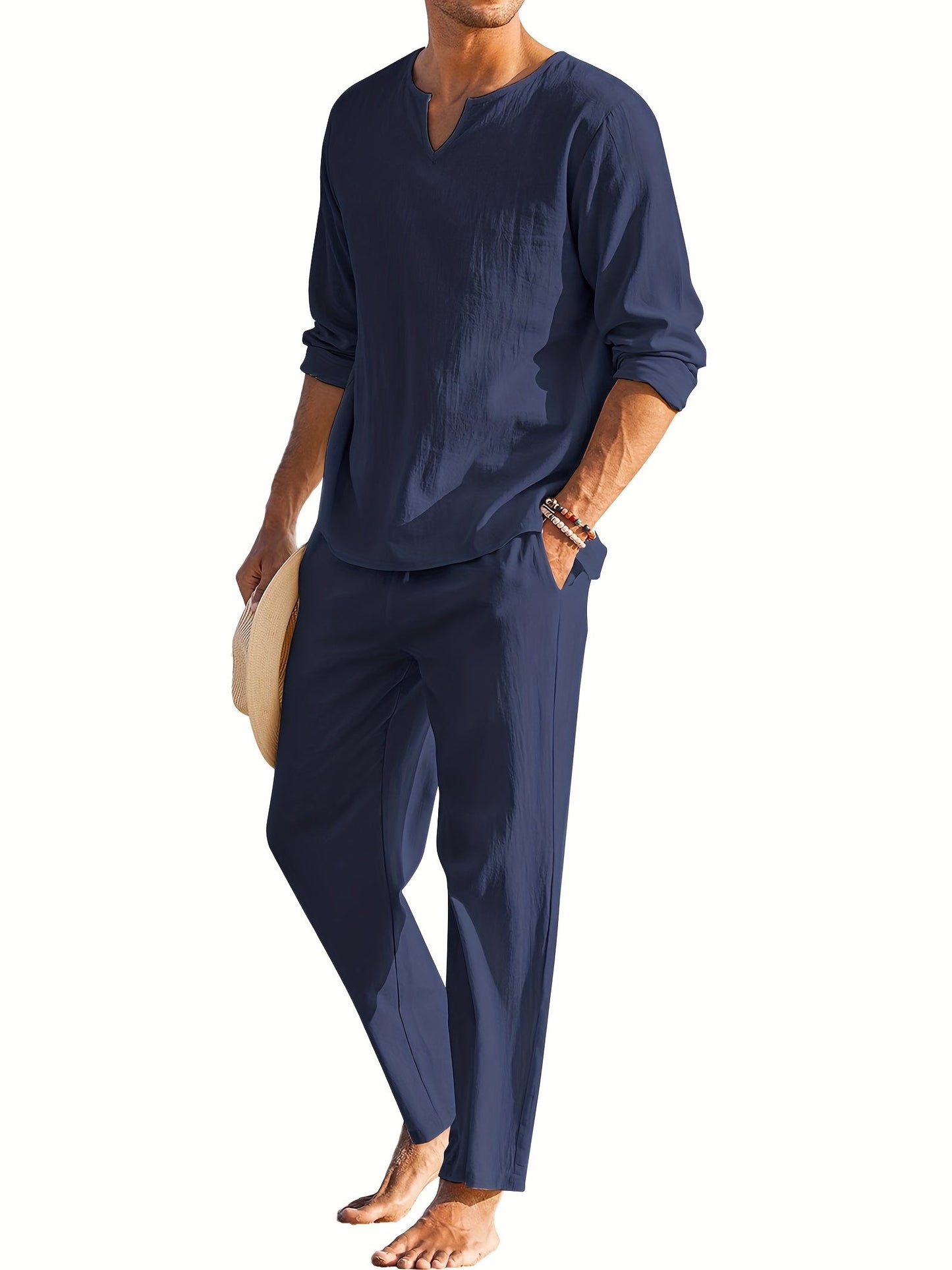 Solorfit | Men Linen Summer Classic Outdoor Two Piece Set