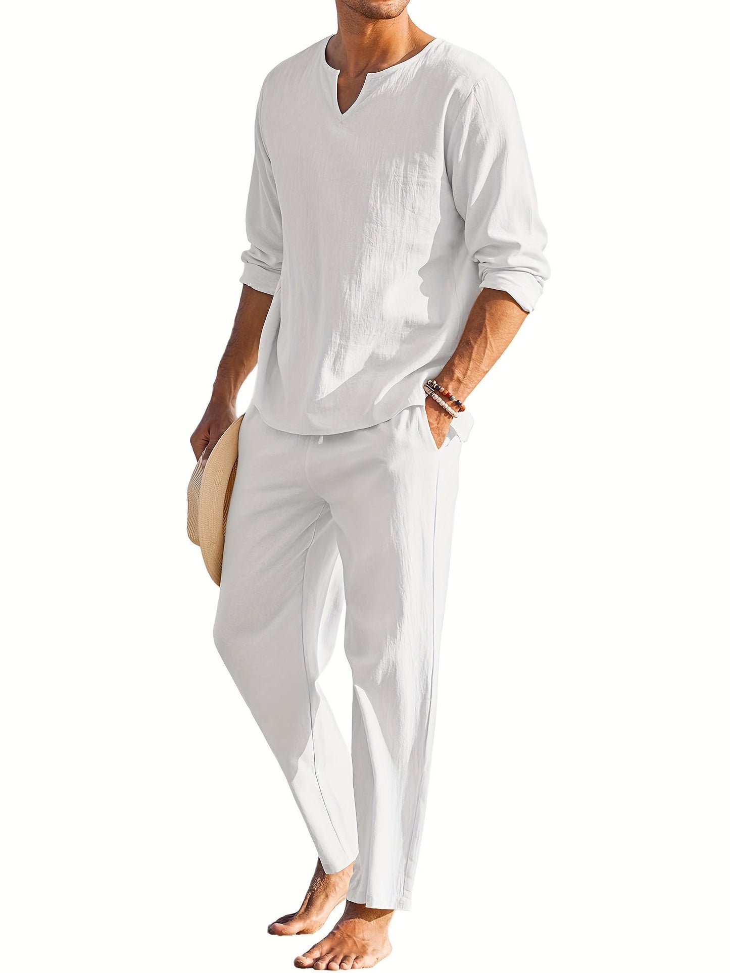 Solorfit | Men Linen Summer Classic Outdoor Two Piece Set