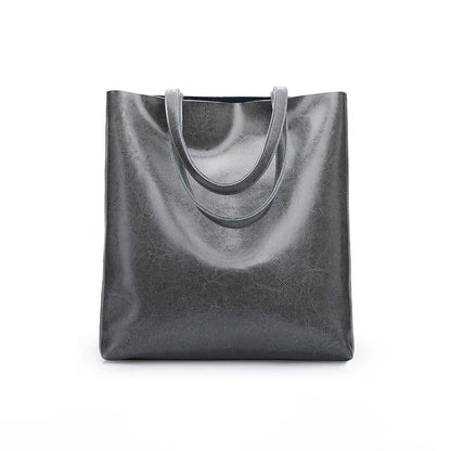Alma | Classic Leather Tote Bag – Slim Handles & Spacious Interior