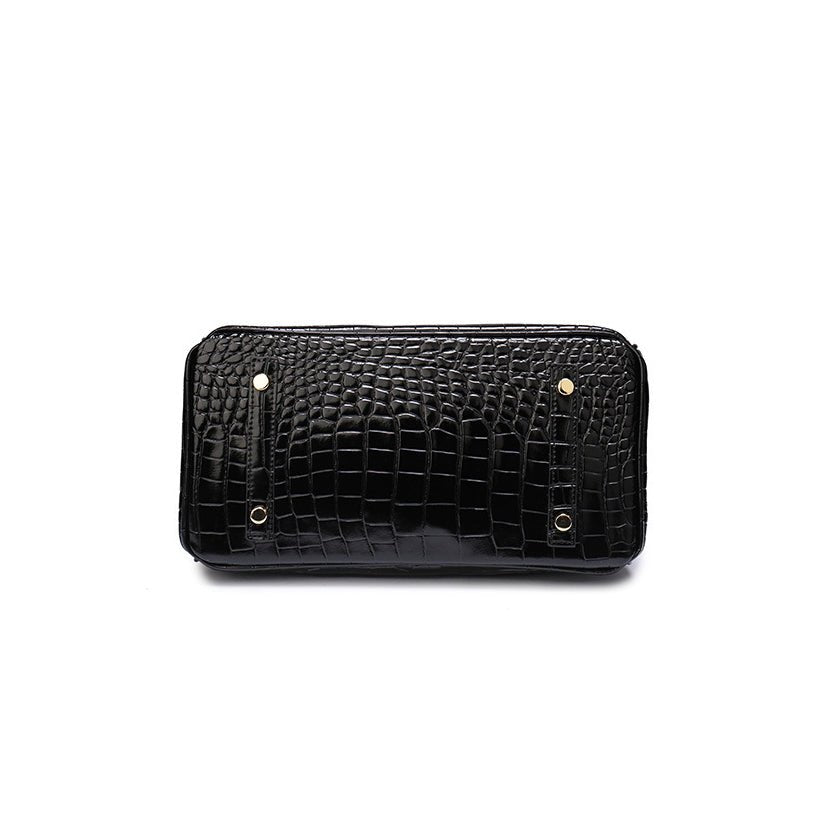 Isla | Luxury Emerald Black Crocodile Embossed Tote Bag – Aurora Signature Handbag