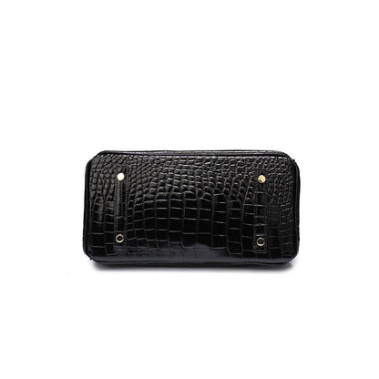 Isla | Luxury Emerald Black Crocodile Embossed Tote Bag – Aurora Signature Handbag