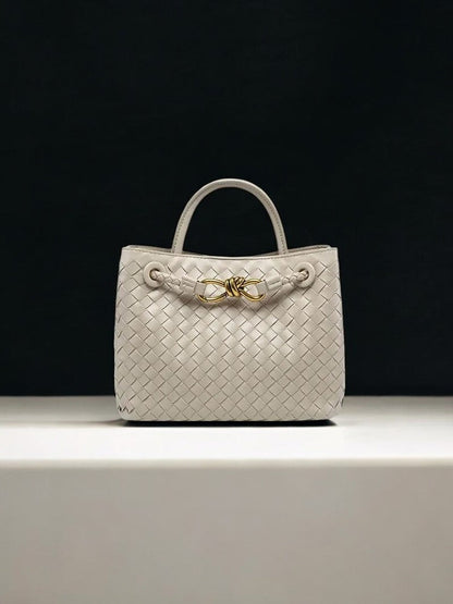 Alyn | Black Woven Mini Leather Tote Bag – Effortless Elegance & Timeless Appeal