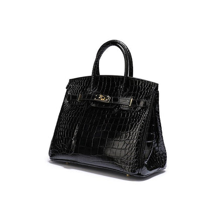Isla | Luxury Emerald Black Crocodile Embossed Tote Bag – Aurora Signature Handbag
