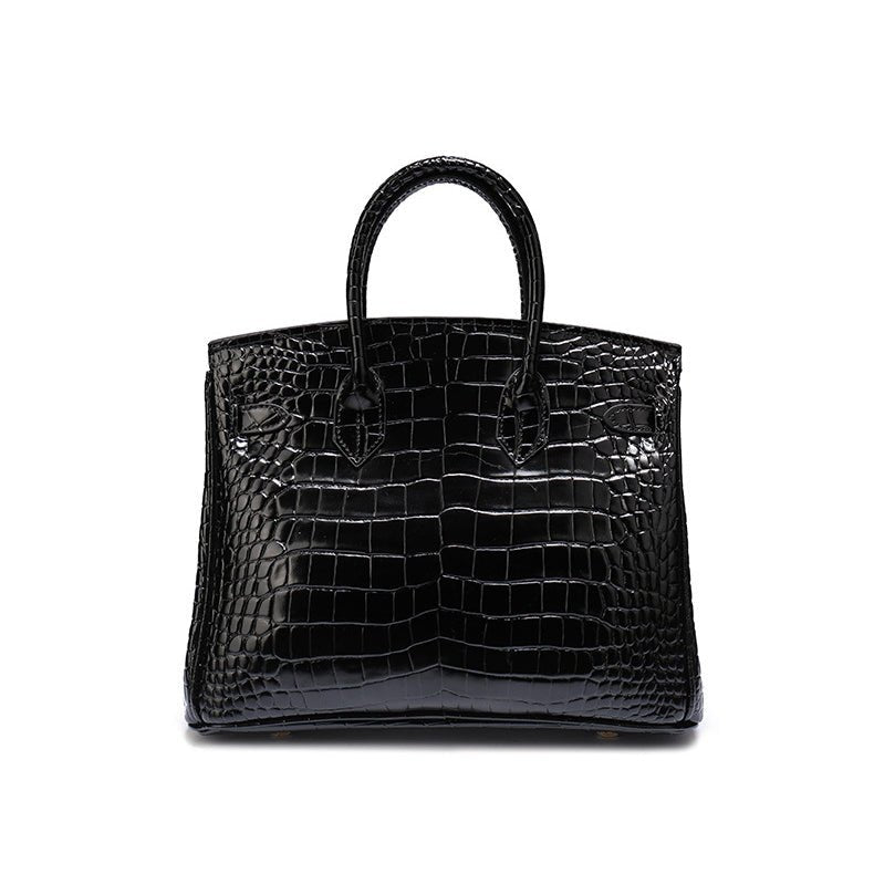 Isla | Luxury Emerald Black Crocodile Embossed Tote Bag – Aurora Signature Handbag