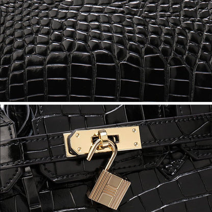 Isla | Luxury Emerald Black Crocodile Embossed Tote Bag – Aurora Signature Handbag