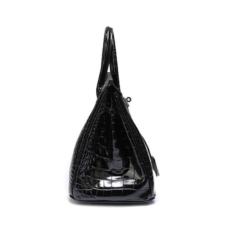Isla | Luxury Emerald Black Crocodile Embossed Tote Bag – Aurora Signature Handbag