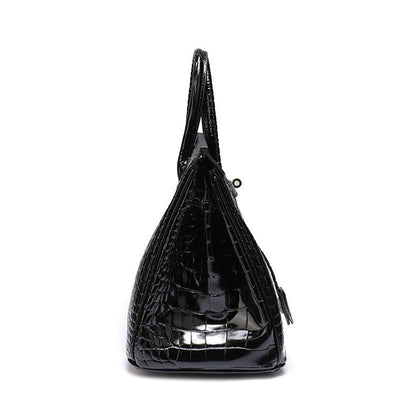 Isla | Luxury Emerald Black Crocodile Embossed Tote Bag – Aurora Signature Handbag